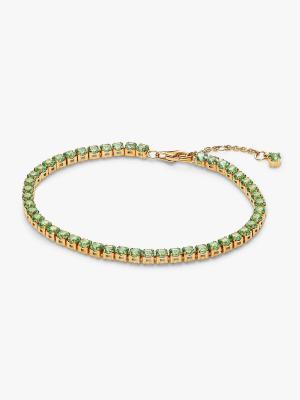 BRACELET PANDORA TENNIS  VERT PLAQUE OR DORE