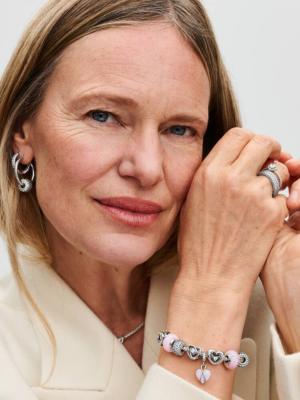 Charm Pandora cœur de Maman opale rose synthèse