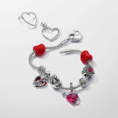 CHARM.PANDORA COEUR MURANO  ROUGE FLECHE 