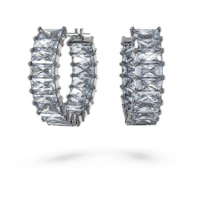 ANNEAUX D OREILLES SWAROVSKI MATRIX RUTHENIUM 