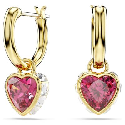 BOUCLES SWAROVSKI CHROMA COEUR ROUGE 