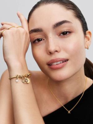 BRACELET CHARM PANDORA DORE A L OF 14 CARAT FERMOIR COEUR
