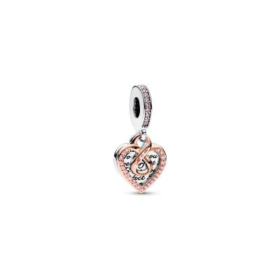 CHARM PANDORA COEUR INFINI  PLAQUE OR ROSE ARGENT 