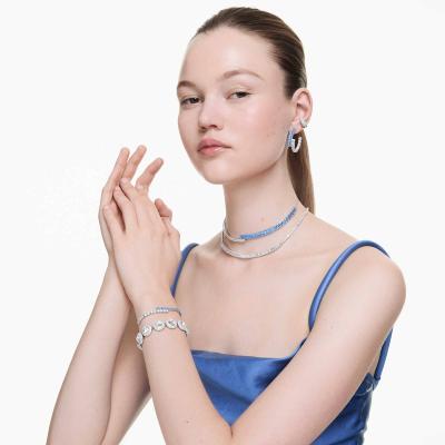 Bracelet Swarovski Matrix bleu:blanc