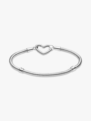 BRACELET CHARM PANDORA ARGENT FERMOIR COEUR AJOURE