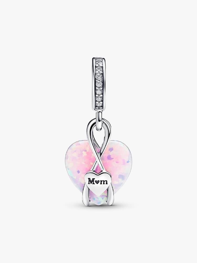 Charm Pandora cœur de Maman opale rose synthèse