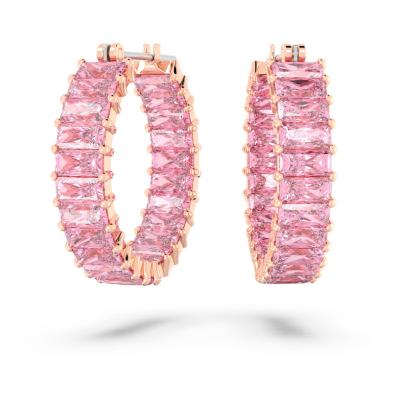 ANNEAUX SWAROVSKI MATRIX TAILLE BAGUETTE ROSE 