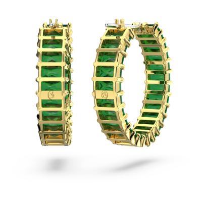 ANNEAUX SWAROVSKI MATRIX TAILLE BAGUETTE VERTE 