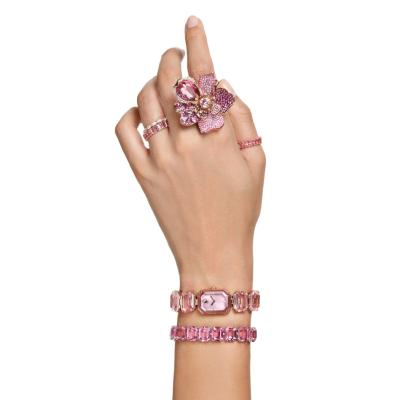 BAGUE SWAROVSKI FLORERE PAVE ROSE 