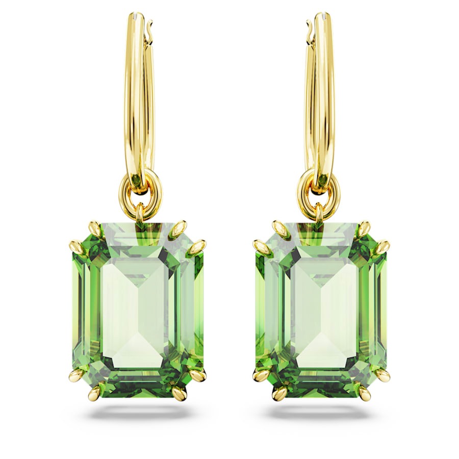 Boucles d'oreilles Swarovski Millénia pendant taille octogonale plaq ton or/vert