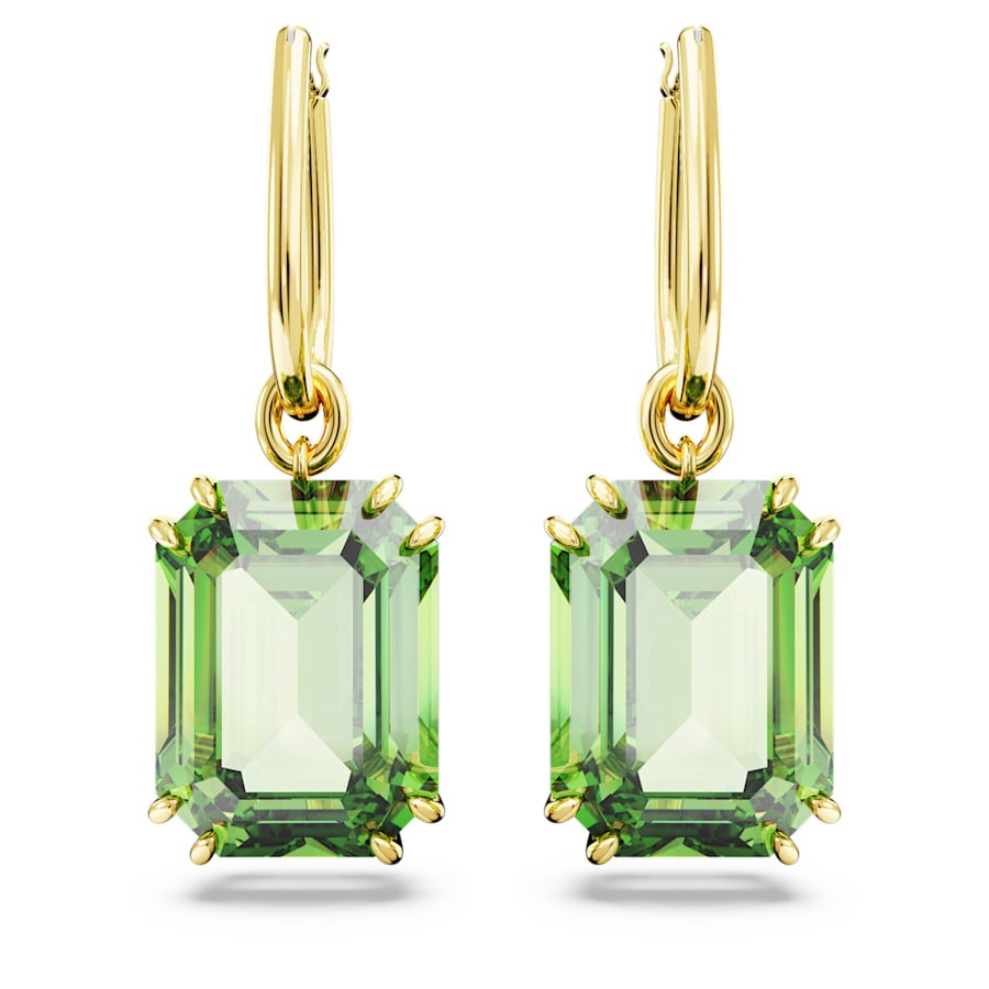 Boucles d'oreilles Swarovski Millénia pendant taille octogonale plaq ton or/vert