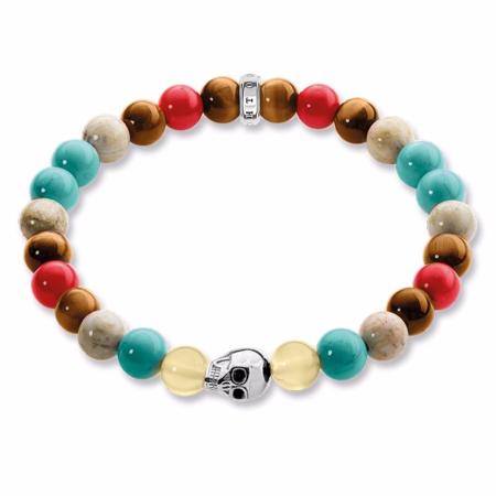 BRAC.THOMAS SABO MULTI COLOR TETE DE MORT 