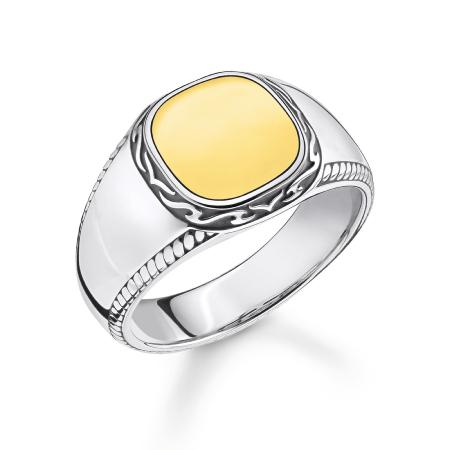 BAGUE THOMAS SABO CHEVALIERE DOREE "MOTIF TIGRE"