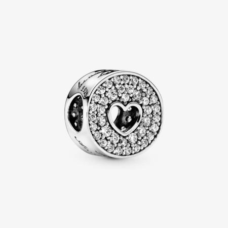 CHARM PANDORA  "ANNIVERSAIRE PAVE COEUR"