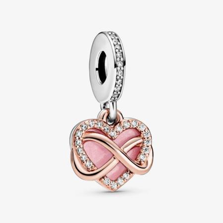 CHARM PANDORA COEUR ET INFINI EMAIL ROSE 