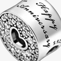 CHARM PANDORA  "ANNIVERSAIRE PAVE COEUR"
