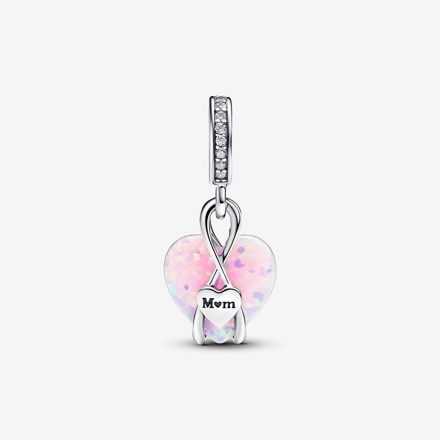 CHARM PANDORA COEUR OPALESCENT ROSE MOM