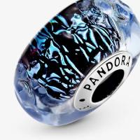 CHARM PANDORA VERRE DE MURANO BLEU ONDULE