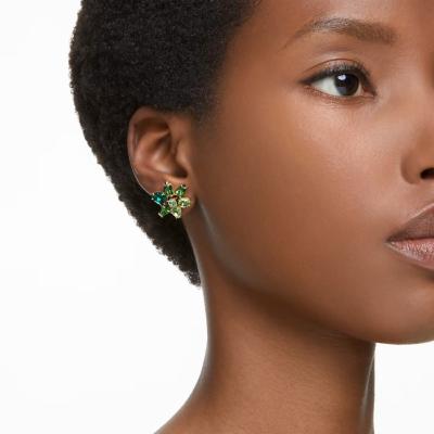 BOUCLES D OREILLES SWAROVSKI GEMA FLEURS VERTES