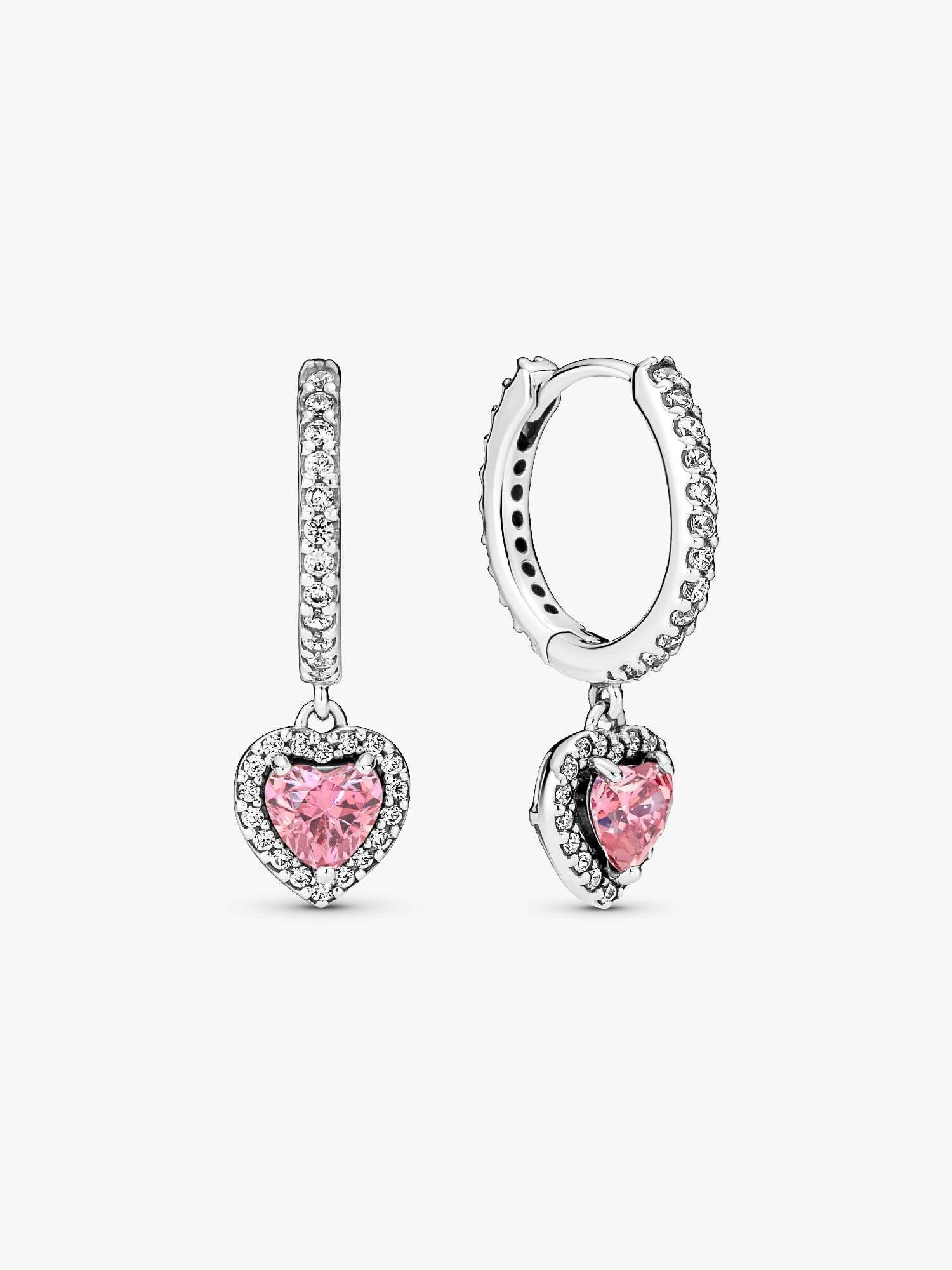 BOUCLES D OREILLES PANDORA CREOLES CŒUR HALO SCINTILLANT