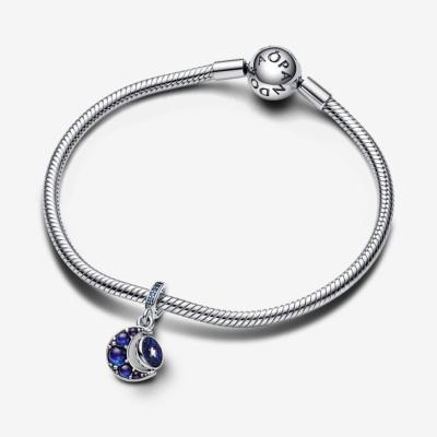 CHARM PANDORA LUNE ROTATIVE BLEUE