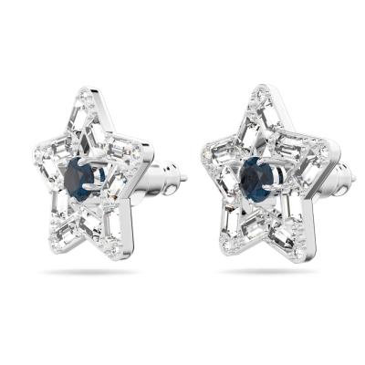 CLOUS D OREILLES SWAROVSKI ETOILE COEUR CRISTAL BLEU