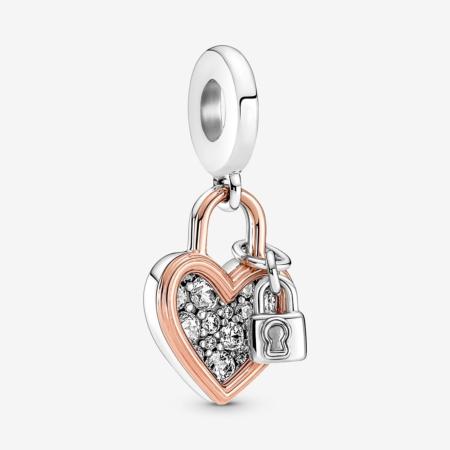 CHARM PANDORA COEUR DOUBLE "TOGETHER ALWAYS"