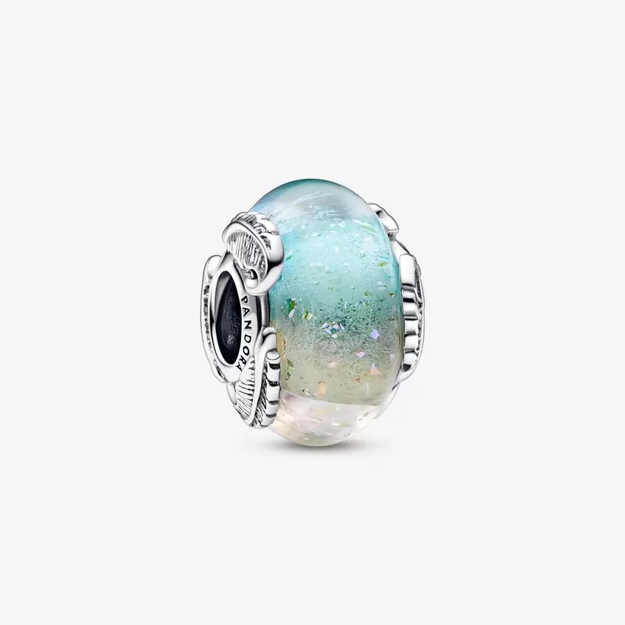 CHARM PANDORA VERRE DE MURANO BLEU TURQUOISE JAUNE 