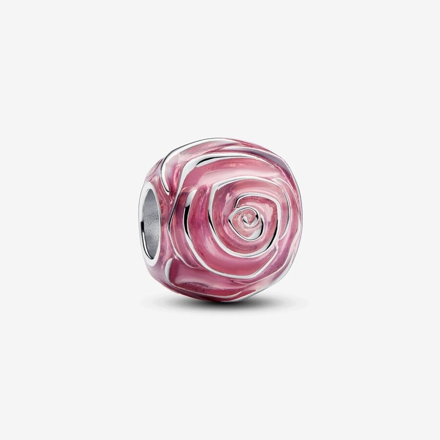 CHARM PANDORA FLEUR RONDE  ROSE 