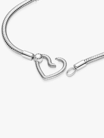 BRACELET CHARM PANDORA ARGENT FERMOIR COEUR AJOURE