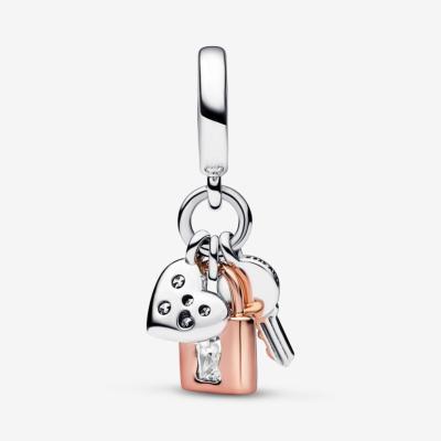 CHARM PANDORA TRIPLE CLE CADENAS COEUR 