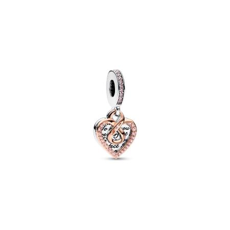 CHARM PANDORA COEUR INFINI  PLAQUE OR ROSE ARGENT 