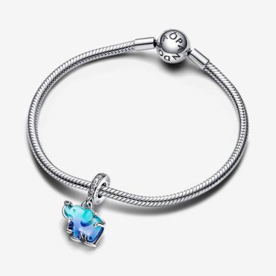 CHARM ELEPHANT EN VERRE DE MURANO BLEU 
