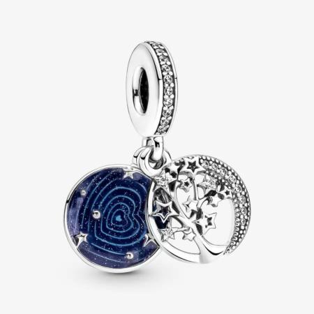 CHARM PANDORA DOUBLE ARBRE DE VIE LUNE ET GALAXIE