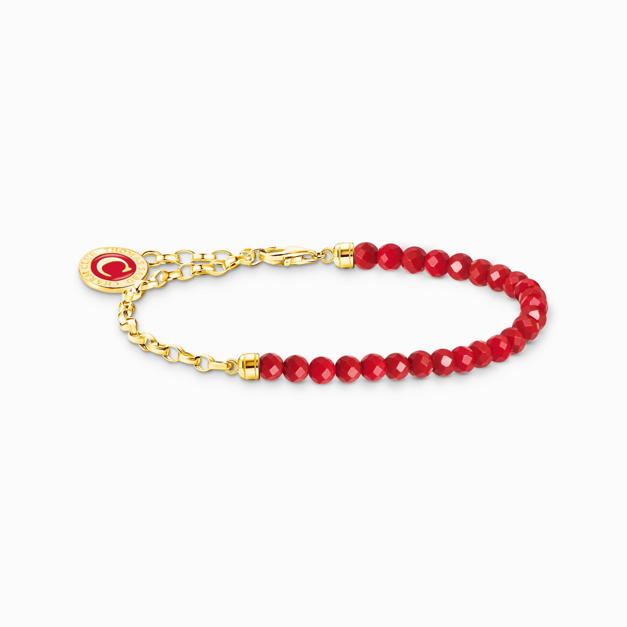 BRACELET THOMAS SABO CHARMS CORAIL ROUGE IMITATION PLAQ/OR 