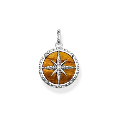 PENDENTIF THOMAS SABO BOUSSOLE OEIL DE TIGRE 
