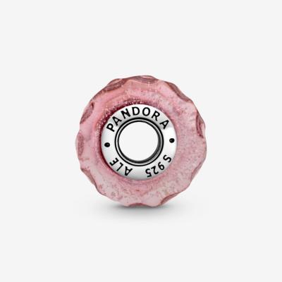 CHARM PANDORA VERRE DE MURANO ROSE ONDULÉE 