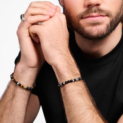 BRACELET THOMAS SABO BEADS NOIRES OEIL DE TIGRE 