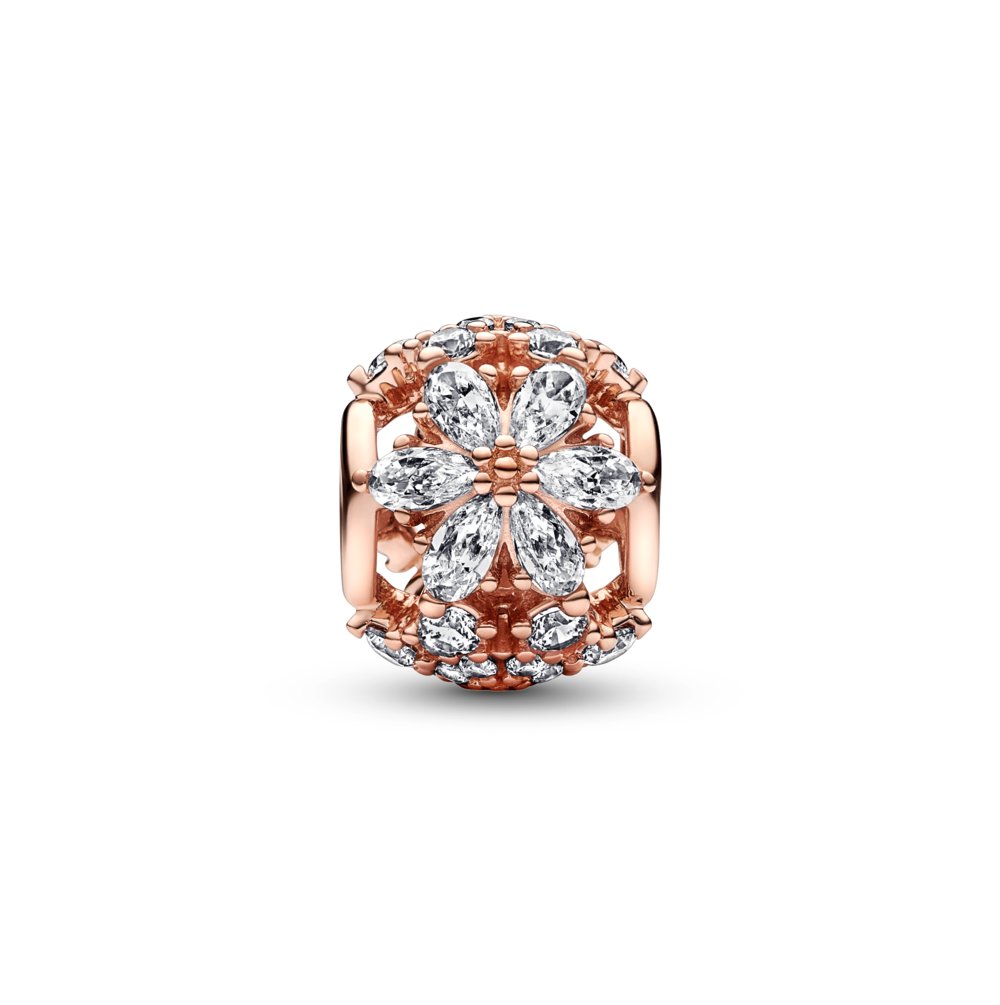 charm Pandora grappe de fleur Métal plaque or rose 14 carat