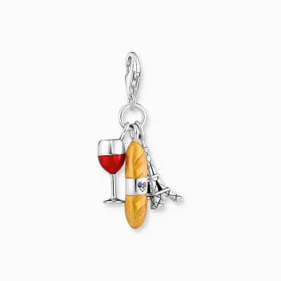 CHARM THOMAS SABO BRELOQUE VERRE DE VIN BAGUETTE  TOUR EIFFEL