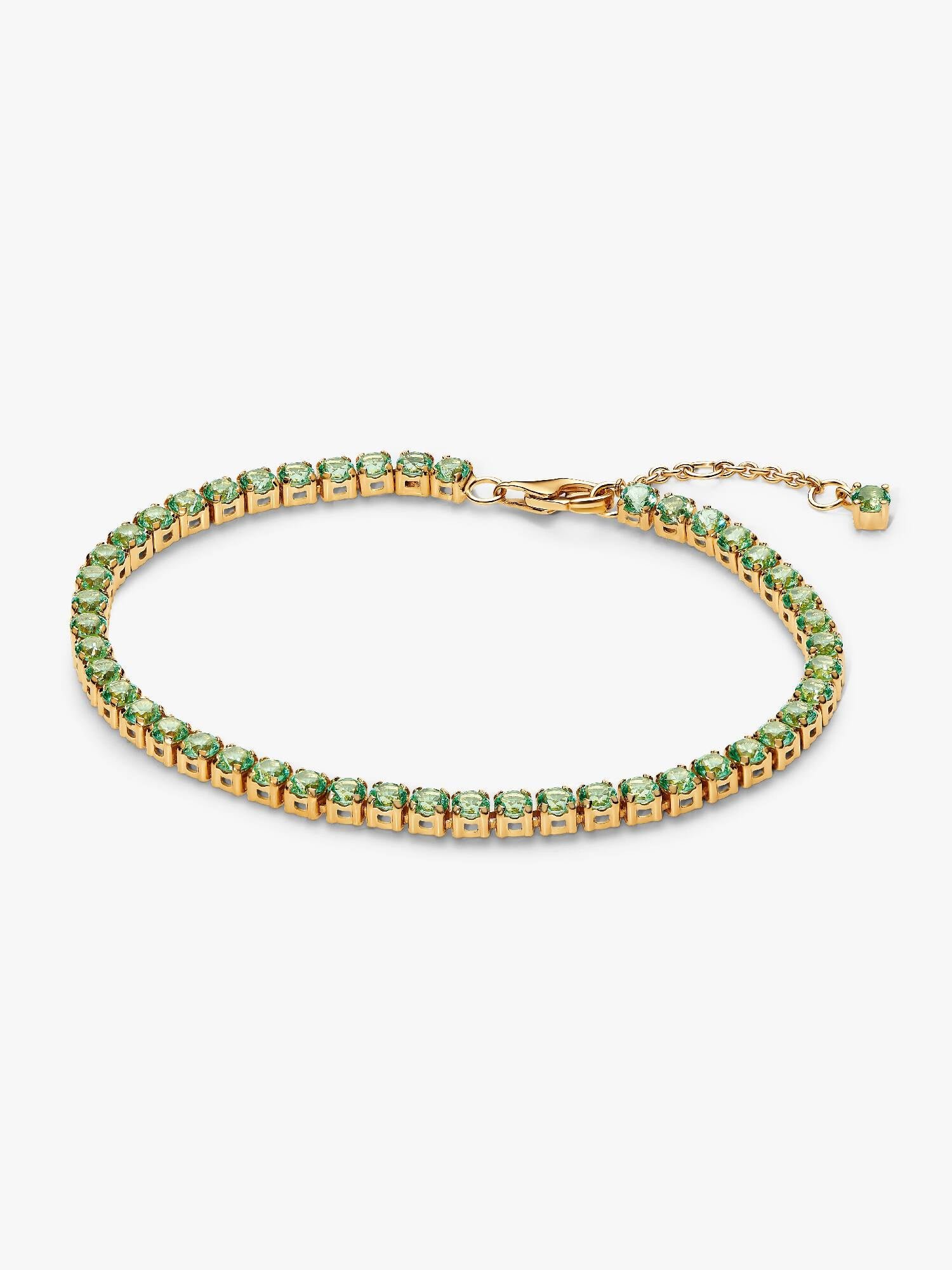 BRACELET PANDORA TENNIS  VERT PLAQUE OR DORE