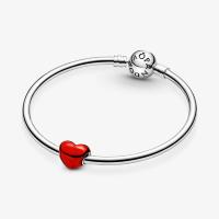 CHARM PANDORA COEUR METALLIQUE ROUGE