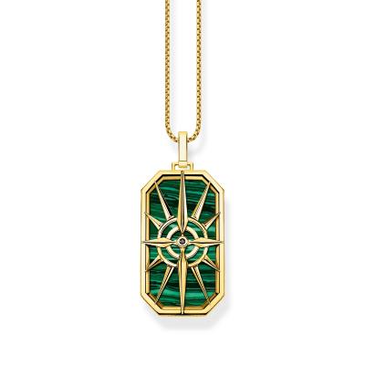 PENDENTIF THOMAS SABO BOUSSOLE MALACHITE VERTE 