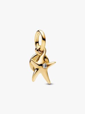 CHARM PANDORA ETOILE DE MER DOREE A L OR FIN 14 CARAT