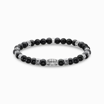 BRACELET THOMAS SABO BEADS NOIRES OEIL DE TIGRE 