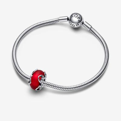 CHARM PANDORA COEUR MURANO ROUGE GIVRE