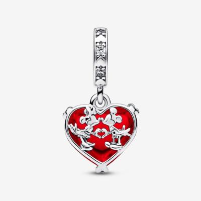 CHARM PANDORA DISNEY MURANO ROUGE BAISER DE MICKEY & MINNIE