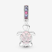 CHARM PANDORA TORTUE  MURANO GIVRE ROSE