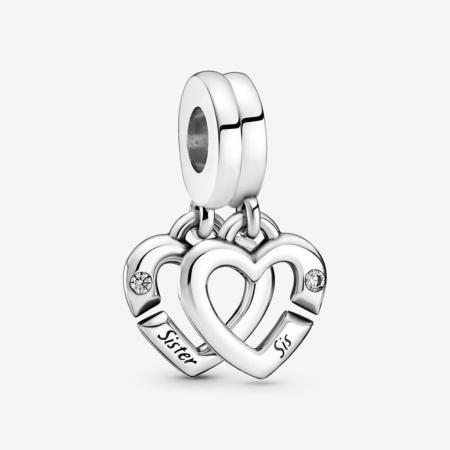 CHARM PANDORA SEPARABLE COEUR DE SOEUR ENTRELACES