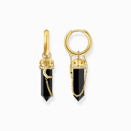 BOUCLES D OREILLES A BRELOQUE ONYX NOIRES